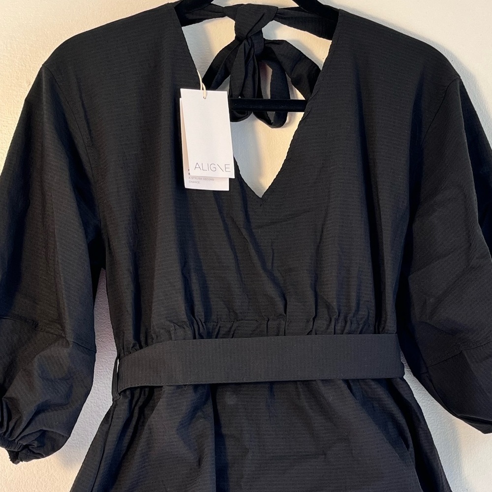 New Aligne Co guava black tie in back balloon sleeve top - Picture 5 of 6